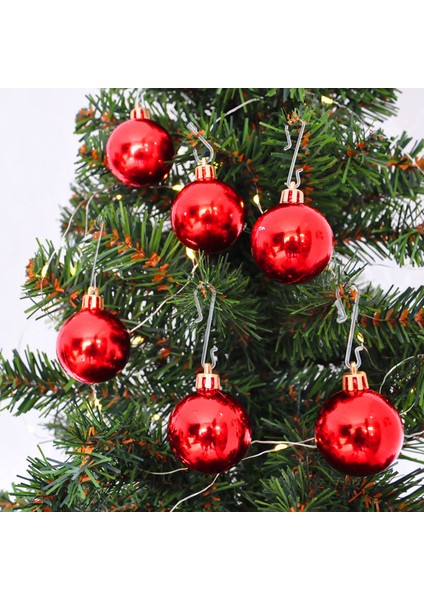 3 cm Ağaç Süsleme Topları 12'li -Kırmızı-