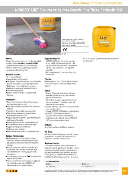 Fixa Monofix Likit (Sıvı Yüzey Sertleştiricisi) fiyatları