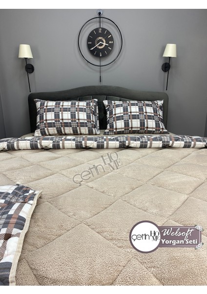 Çetinhome Çift Kişilik Desenli Welsoft Yorgan Seti Taşra (Çarşafsız)