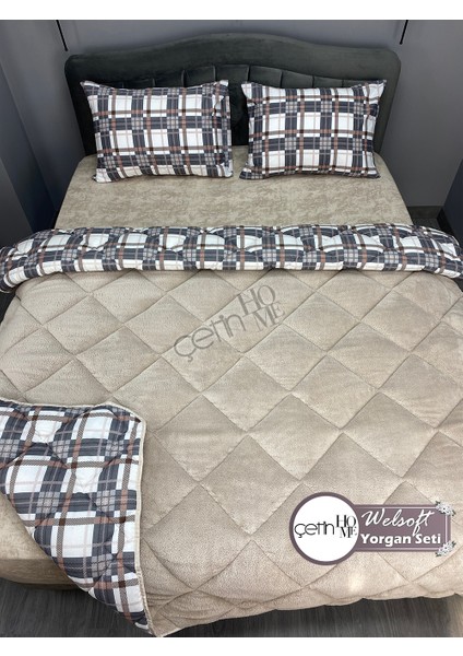 Çetinhome Çift Kişilik Desenli Welsoft Yorgan Seti Taşra (Çarşafsız)