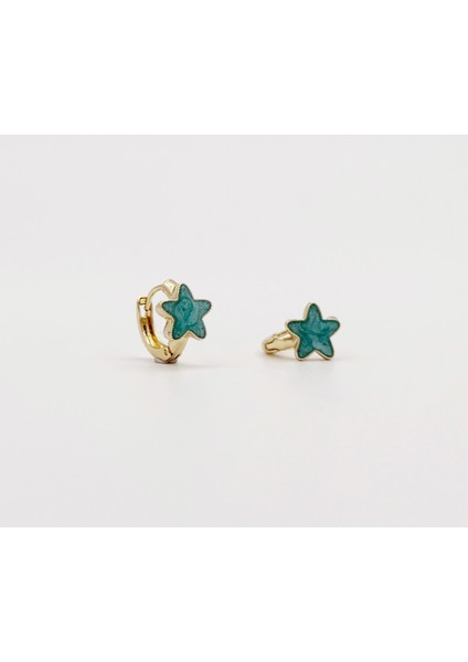 14K Gold Plated Tturquoise Star Kids Küpe