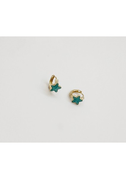 14K Gold Plated Tturquoise Star Kids Küpe fiyatları