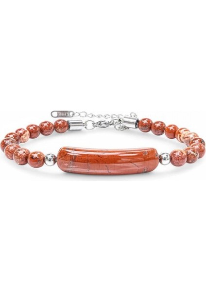 Kırmızı Jasper Doğaltaş Çelik Halat ve Çelik Klipsli Bileklik 9592B19D5