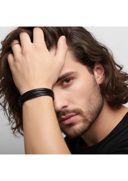 Erkek Bileklik | Siyah Çoklu Katmanlı Tasarım 9593B13D2 fiyatları