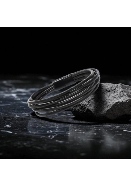 Erkek Bileklik | Siyah Çoklu Katmanlı Tasarım 9593B13D2 fırsatları