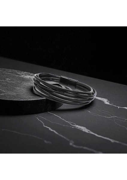 Erkek Bileklik | Siyah Çoklu Katmanlı Tasarım 9593B13D2 indirimleri