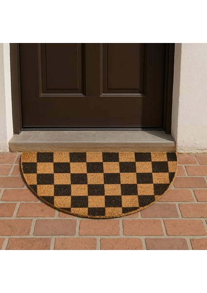 Home Koko Plaid Yarım Ay Kapı Önü Paspası - Renkli - 45X75 cm