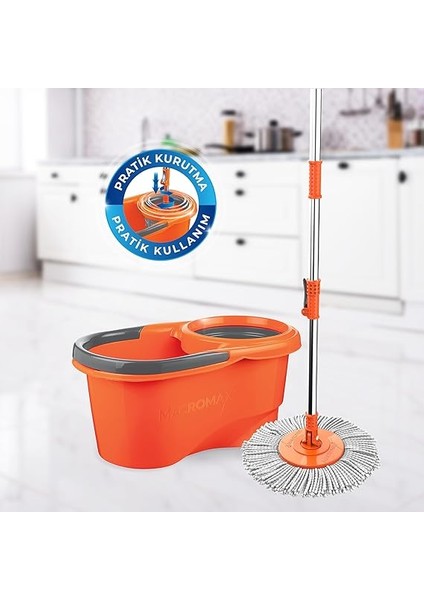 Focus Otomatik Temizlik Seti, Pedalsız Döner Sıkmalı 360 Başlıklı Mikrofiber Paspas fiyatları