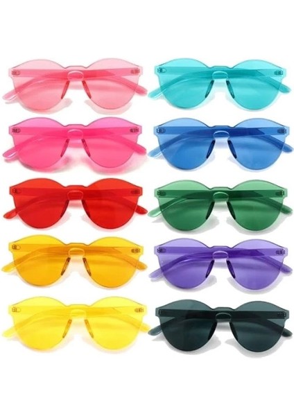 Oval Şekilli Çerçevesiz Parti Gözlüğü 6 Renk 6 Adet modelleri