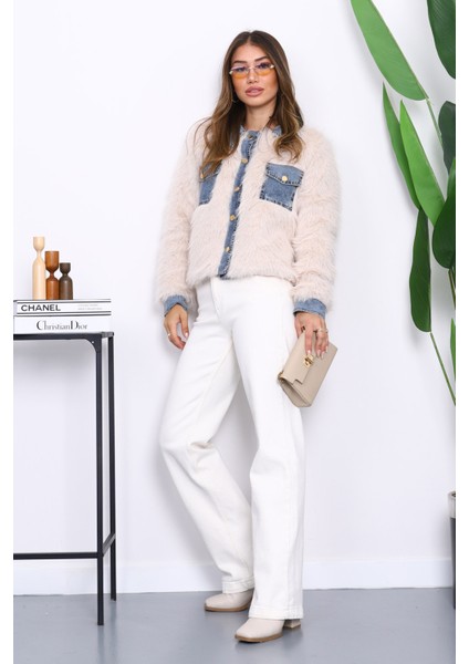 Bej Kot Detaylı Cepli Kürk Ceket fiyatları