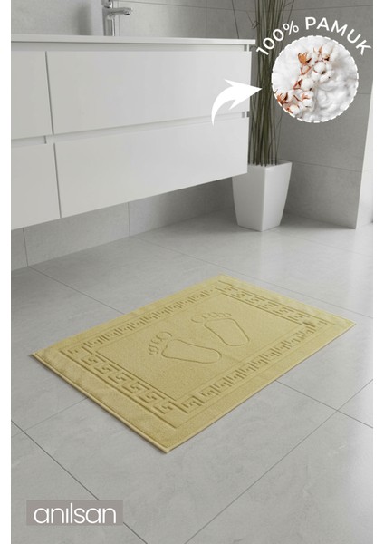 Sarı Greek Ayak Havlusu - 50x70 Cm, 245 Gr, %100 Pamuk, Spa Ve Otel Banyo Paspası, Günlük Kullanıma Uygun