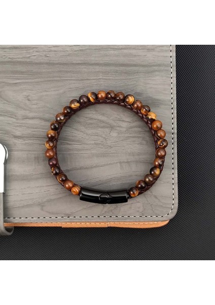 Kaplan Gözü Doğaltaş Deri Erkek Bileklik 9592B7D8 fiyatları