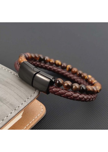 Kaplan Gözü Doğaltaş Deri Erkek Bileklik 9592B7D8 indirimleri