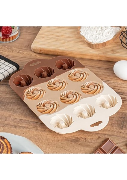 185 Silikon Kurabiye Tatlı Kalıbı, Silikon Kalıp Seti, 12'li Mini Kek Kalıbı, Çikolata Pişirme Kalıp
