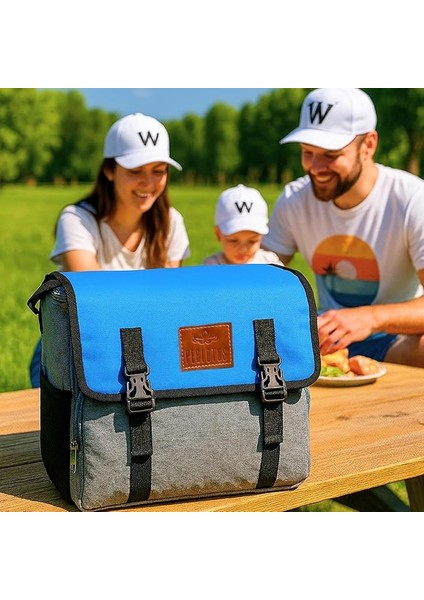 Yalıtımlı Termos Piknik Kamp Çantası Büyük Boy 16 Lt Su Geçirmez Iki Renkli Gri