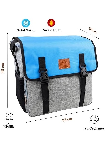 Yalıtımlı Termos Piknik Kamp Çantası Büyük Boy 16 Lt Su Geçirmez Iki Renkli Gri indirimleri