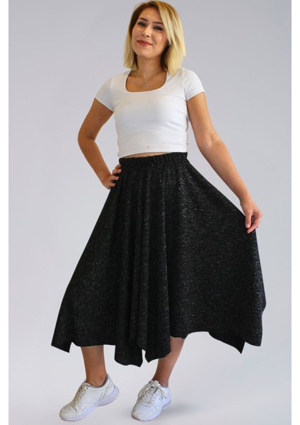 Mevsimlik Bohem Etek- Mevsimlik Ecrin Kumaş Asimetrik Yıldız Model Kadın Etek