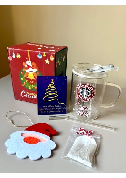 Yılbaşı Hediye Seti-Starbucks Bardak,bitki Çayı,ağaç Süsü-Tebrik Kartı-Yeniyıl Hediye-Noel modelleri