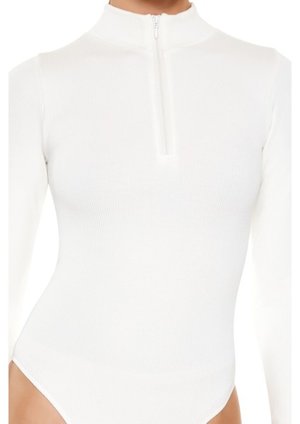Yarım Yaka Fermuarlı Bodysuit
