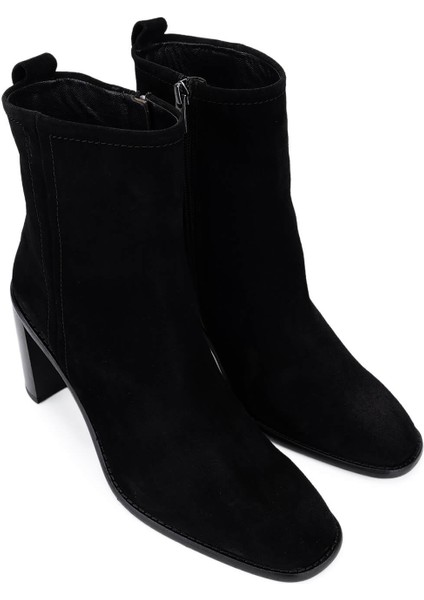 Kadın Hakiki Deri Siyah Süet Topuklu Bot 33 5520 Bn Bot SK25-26 Sıyah Suet fiyatları
