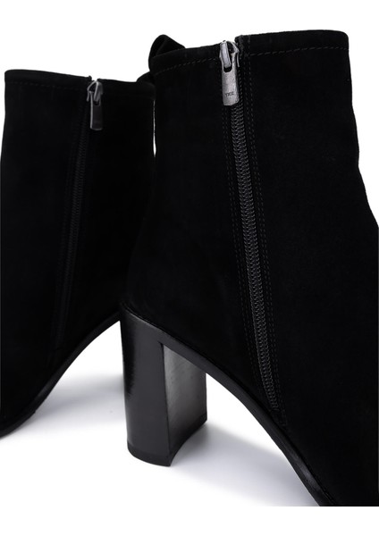 Kadın Hakiki Deri Siyah Süet Topuklu Bot 33 5520 Bn Bot SK25-26 Sıyah Suet fırsatları