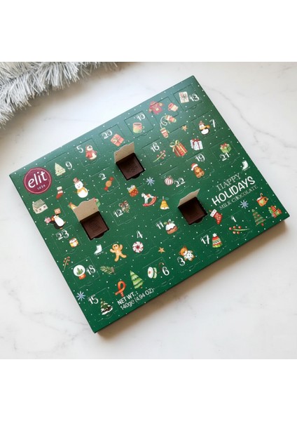 Advent Calender Yeşil Kutu Sütlü Çikolata 140G Glutensiz modelleri