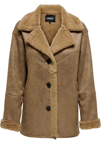 Kadın Yakası ve Içi Kürklü Süet Mont 15322037 Vizon