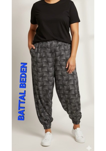 Kadın Bayan Büyük Battal Extra Jumbo Beden Viskon Penye Kumaş 1 Yan Cepli Pantolon Eşofman Altı Pijama Altı 130 Kilograma Kadar Olur Bol Likralı Esneyen Kumaş Bel Lastikli Süs Bagcıklı