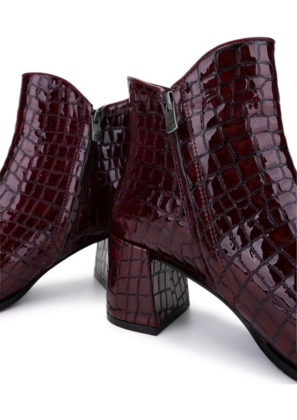 Kadın Hakiki Deri Bordo Rugan Klasik Bot 33 17020 Bn Bot SK25-26 Bordo Kroko Rugan fırsatları