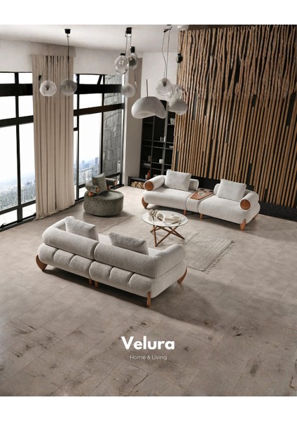 Soho Sırt Mekanizmalı Üçlü Kanepe & 3'lü Koltuk - Krem