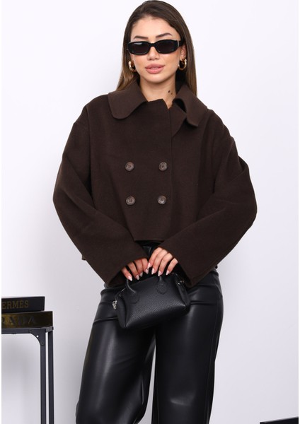 Kahverengi Kısa Düğmeli Kaşe Ceket modelleri