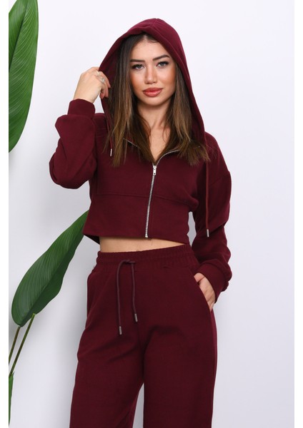 Mürdüm Kapşonlu Hırka Pantolonlu Selanik Takım modelleri