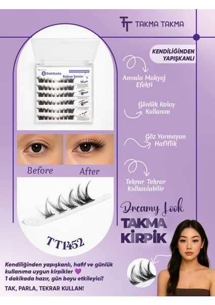 KP1452 - Takma Kirpik Sihirli Dokunuş Kendinden Yapışkanlı - Ten Rengi-Siyah