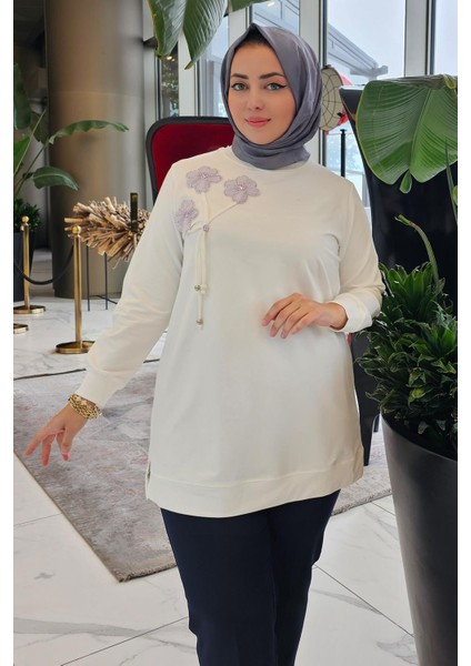 Kadın Dikme ve Bağucu Detaylı Tesettür Tunik