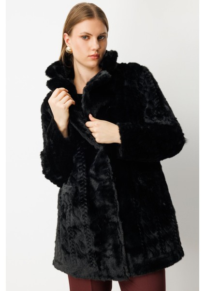 Kadın Büyük Beden Kruvaze Yaka Torba Cepli Kaban 6961 Siyah fiyatları