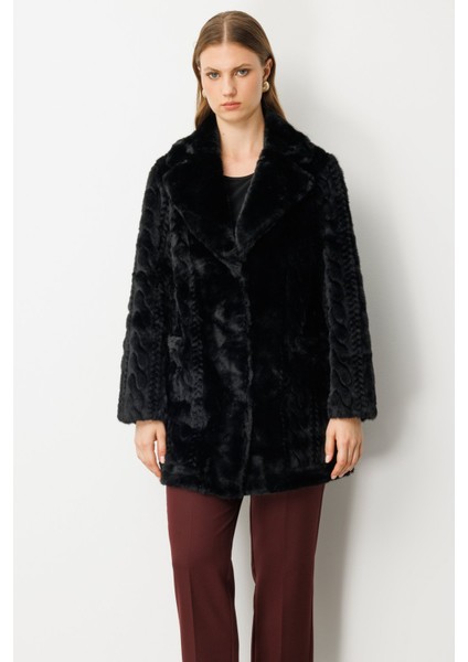 Kadın Büyük Beden Kruvaze Yaka Torba Cepli Kaban 6961 Siyah fırsatları