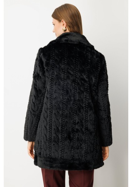 Kadın Büyük Beden Kruvaze Yaka Torba Cepli Kaban 6961 Siyah indirimleri