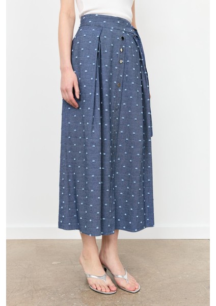 Kemer Detaylı Kloş Kot Etek-Mavi indirimleri