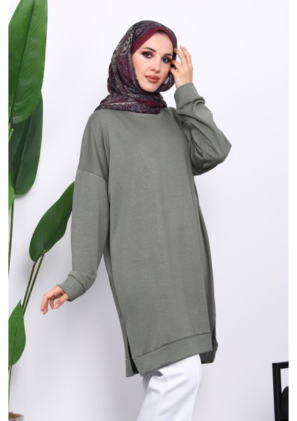 Haki Bisiklet Yaka Modal Tunik