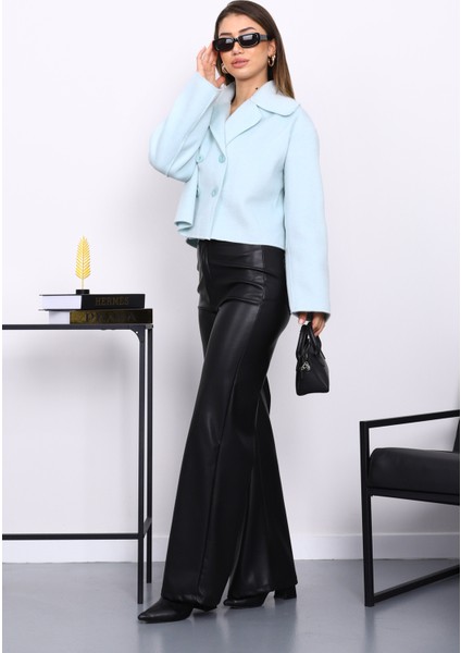 Mint Yeşili Kısa Düğmeli Kaşe Ceket fiyatları