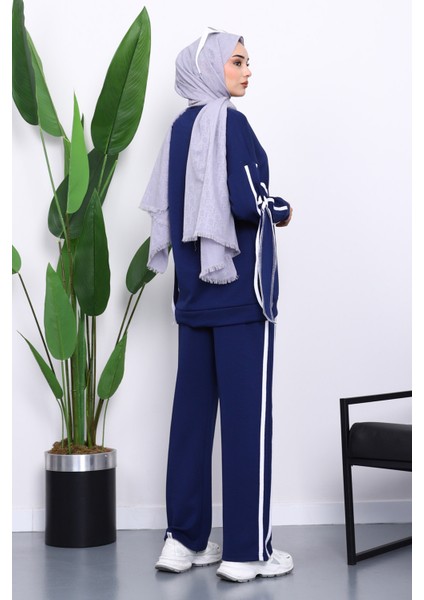 Lacivert Kol Bağlamalı Tunik Pantolonlu Takım fırsatları