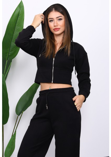 Siyah Kapşonlu Hırka Pantolonlu Selanik Takım modelleri