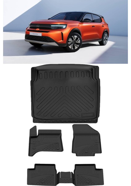 Opel Frontera Hybrit 2025 ve Sonrası 4.5d Paspas 3D Rizline Sabit Zemin Bagaj Havuzu