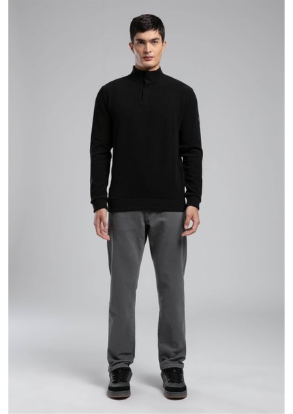 Luke Erkek Dik Yaka Sweatshirt Siyah