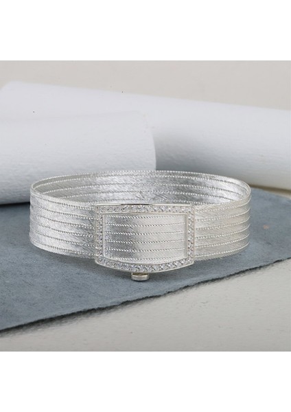 Kadın Gümüş Trabzon Hasır Tek Sıra Taşlı 7 Sıra Bileklik fırsatları