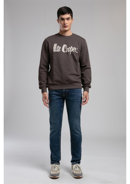 Jeffı Erkek O Yaka Sweatshirt Kahverengi