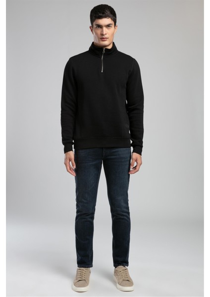 Ceaser Erkek Dik Yaka Sweatshirt Siyah