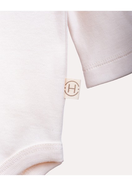 %100 Organik Pamuk Gots Sertifikalı Uzun Kollu Dinazor Desenli Bebek & Yenidoğan Body - Pudra modelleri