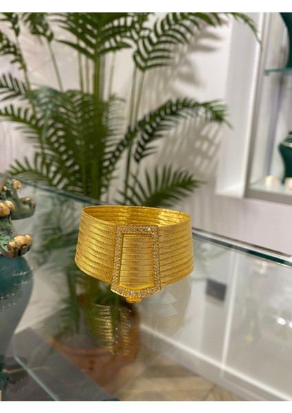 Kadın Gümüş Trabzon Hasır 11 Sıra Tek Sıra Taşlı Bileklik