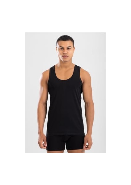 Erkek Pamuklu Klasik Regular Düz Atlet Siyah modelleri